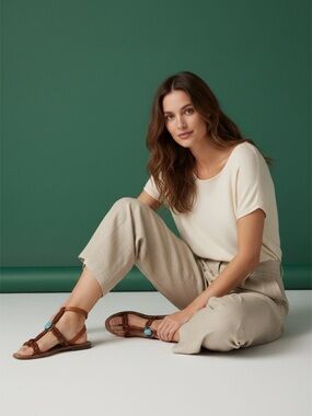 Valentino Garavani Sarab Flat Leather Sandal